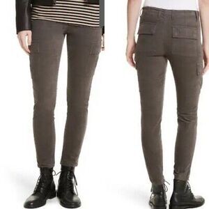 Vince Corduroy Gray Green Cargo Military Ankle Crop Pants Size 6 Small Goth Emo